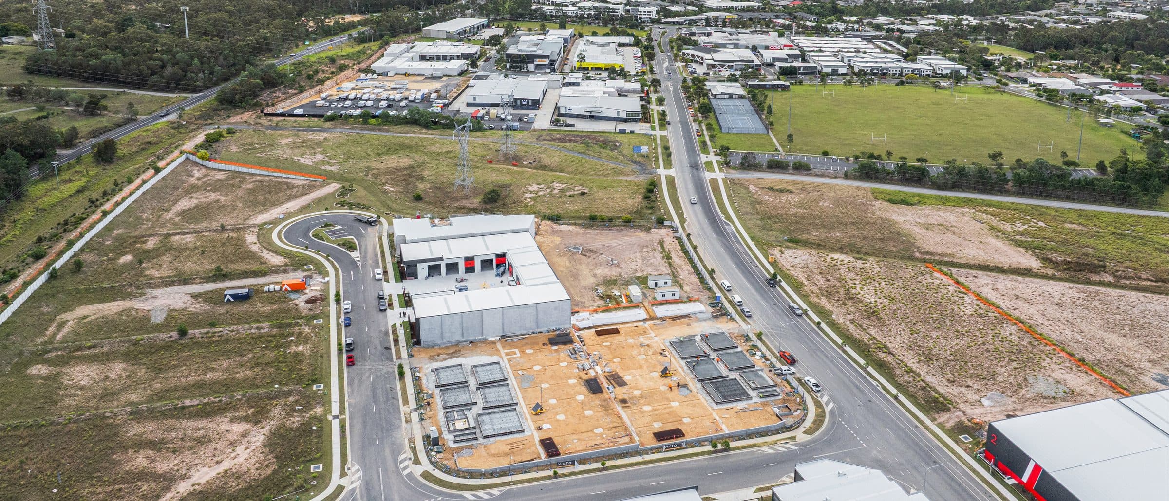 Aerial photograph of Yarrabilba showing the site and surrounding industrial precinct
